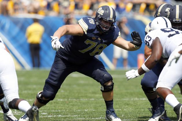 PITTSBURGH, PA - SEPTEMBER 10:  Alex Bookser #78 of the Pittsburgh Panthers in action during the game against the Penn State Nittany Lions on September 10, 2016 at Heinz Field in Pittsburgh, Pennsylvania.  (Photo by Justin K. Aller/Getty Images)