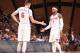 NEW YORK, NY - MARCH 27: (EDITORS NOTE: Multiple exposures were combined in camera to produce this image.) Kristaps Porzingis #6 and Carmelo Anthony #7 of the New York Knicks celebrate during a game against the Detroit Pistons on March 27, 2017 at Madison Square Garden in New York City, New York. NOTE TO USER: User expressly acknowledges and agrees that, by downloading and/or using this photograph, user is consenting to the terms and conditions of the Getty Images License Agreement. Mandatory Copyright Notice: Copyright 2017 NBAE (Photo by Nathaniel S. Butler/NBAE via Getty Images)
