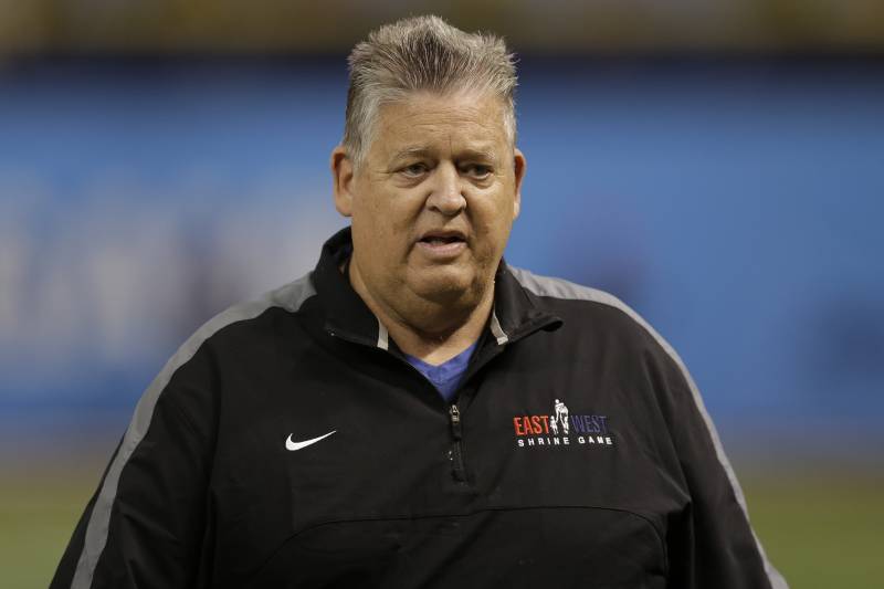 East head coach Charlie Weis during the East West Shrine football game Saturday, Jan. 23, 2016, in St. Petersburg, Fla. [AP Photo/Chris O'Meara)