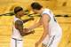 BOSTON, MA - MAY 15: Isaiah Thomas #4 and Kelly Olynyk #41 of the Boston Celtics reacts against the Washington Wizards during Game Seven of the NBA Eastern Conference Semi-Finals at TD Garden on May 15, 2017 in Boston, Massachusetts. NOTE TO USER: User expressly acknowledges and agrees that, by downloading and or using this photograph, User is consenting to the terms and conditions of the Getty Images License Agreement. (Photo by Adam Glanzman/Getty Images)