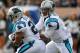 OAKLAND, CA - NOVEMBER 27: Cam Newton #1 of the Carolina Panthers hands off to running back Jonathan Stewart #28 against the Oakland Raiders during an NFL football game on November 27, 2016 at the Oakland-Alameda County Coliseum in Oakland, California. (Photo by Thearon W. Henderson/Getty Images)