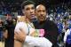 Mar 4, 2017; Los Angeles, CA, USA; Lavar Ball embraces his son UCLA Bruins guard Lonzo Ball (2) after the game against the Washington State Cougars at Pauley Pavilion. Mandatory Credit: Richard Mackson-USA TODAY Sports