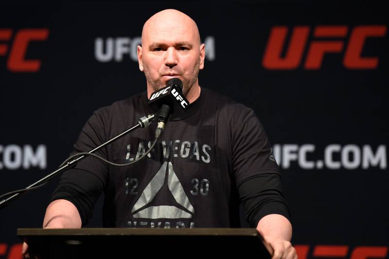 LAS VEGAS, NV - MARCH 03: UFC President Dana White interacts with the media during the UFC press conference at T-Mobile arena on March 3, 2017 in Las Vegas, Nevada. (Photo by Josh Hedges/Zuffa LLC/Zuffa LLC via Getty Images)