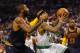 BOSTON, MA - MAY 17: Isaiah Thomas #4 of the Boston Celtics drives to the basket against Kyrie Irving #2 of the Cleveland Cavaliers in the second half during Game One of the 2017 NBA Eastern Conference Finals at TD Garden on May 17, 2017 in Boston, Massachusetts. NOTE TO USER: User expressly acknowledges and agrees that, by downloading and or using this photograph, User is consenting to the terms and conditions of the Getty Images License Agreement. (Photo by Elsa/Getty Images)