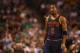 BOSTON, MA - MAY 17: JR Smith #5 of the Cleveland Cavaliers reacts in the first half against the Boston Celtics during Game One of the 2017 NBA Eastern Conference Finals at TD Garden on May 17, 2017 in Boston, Massachusetts. NOTE TO USER: User expressly acknowledges and agrees that, by downloading and or using this photograph, User is consenting to the terms and conditions of the Getty Images License Agreement. (Photo by Elsa/Getty Images)