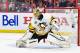 OTTAWA, ON - MAY 17: Marc-Andre Fleury #29 of the Pittsburgh Penguins makes a pad save against the Ottawa Senators in Game Three of the Eastern Conference Final during the 2017 NHL Stanley Cup Playoffs at Canadian Tire Centre on May 17, 2017 in Ottawa, Ontario, Canada. The Ottawa Senators defeated the Pittsburgh Penguins 5-1. (Photo by Minas Panagiotakis/Getty Images)