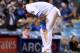 LOS ANGELES, CA - MAY 18: Justin Turner #10 of the Los Angeles Dodgers reacts as he sustains an injury as he attempts to score from third base during the seventh inning against the Miami Marlins at Dodger Stadium on May 18, 2017 in Los Angeles, California. (Photo by Harry How/Getty Images)