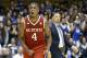 N.C. State's Dennis Smith Jr. (4) reacts following a basket against Duke during the second half of an NCAA college basketball game in Durham, N.C., Monday, Jan. 23, 2017. North Carolina State won 84-82. (AP Photo/Gerry Broome)