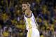Golden State Warriors' Stephen Curry signals after scoring against the San Antonio Spurs during the first half of Game 2 of the NBA basketball Western Conference finals, Tuesday, May 16, 2017, in Oakland, Calif. (AP Photo/Marcio Jose Sanchez)