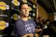 LOS ANGELES, CA - APRIL 11: Luke Walton of the Los Angeles Lakers talks with the media before the game against the New Orleans Pelicans on April 11, 2017 at STAPLES Center in Los Angeles, California. NOTE TO USER: User expressly acknowledges and agrees that, by downloading and/or using this Photograph, user is consenting to the terms and conditions of the Getty Images License Agreement. Mandatory Copyright Notice: Copyright 2017 NBAE (Photo by Andrew D. Bernstein/NBAE via Getty Images)