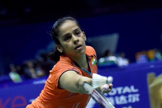 India's Saina Nehwal hits a return against South Korea's Bae Yeon-ju during their women's singles match at the Sudirman Cup world badminton championships in Dongguan, south China's Guangdong province on May 13, 2015.      AFP PHOTO / WANG ZHAO        (Photo credit should read WANG ZHAO/AFP/Getty Images)