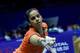 India's Saina Nehwal hits a return against South Korea's Bae Yeon-ju during their women's singles match at the Sudirman Cup world badminton championships in Dongguan, south China's Guangdong province on May 13, 2015. AFP PHOTO / WANG ZHAO (Photo credit should read WANG ZHAO/AFP/Getty Images)