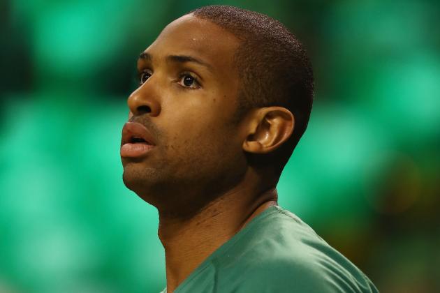 BOSTON, MA - MAY 25:  Al Horford #42 of the Boston Celtics looks on prior to Game Five of the 2017 NBA Eastern Conference Finals against the Cleveland Cavaliers at TD Garden on May 25, 2017 in Boston, Massachusetts. NOTE TO USER: User expressly acknowledges and agrees that, by downloading and or using this photograph, User is consenting to the terms and conditions of the Getty Images License Agreement.  (Photo by Elsa/Getty Images)