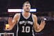 HOUSTON, TX - MAY 11: David Lee #10 of the San Antonio Spurs reacts against the Houston Rockets during Game Six of the NBA Western Conference Semi-Finals at Toyota Center on May 11, 2017 in Houston, Texas. NOTE TO USER: User expressly acknowledges and agrees that, by downloading and or using this photograph, User is consenting to the terms and conditions of the Getty Images License Agreement. (Photo by Ronald Martinez/Getty Images)