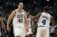 Boston Celtics center Kelly Olynyk (41) celebrates his basket with guard Isaiah Thomas (4) during the fourth quarter of Game 7 of a second-round NBA basketball playoff series against the Washington Wizards, Monday, May 15, 2017, in Boston. (AP Photo/Charles Krupa)