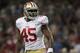 San Francisco 49ers running back Brandon Jacobs (45) is seen during the second half of an NFL football game against the St. Louis Rams Sunday, Dec. 2, 2012, in St. Louis. The Rams won 16-13 in overtime. (AP Photo/Seth Perlman)