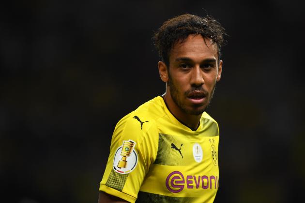 BERLIN, GERMANY - MAY 27: Pierre-Emerick Aubameyang of Borussia Dortmund looks on during the DFB Cup Final match between Eintracht Frankfurt and Borussia Dortmund at Olympiastadion on May 27, 2017 in Berlin, Germany. (Photo by Etsuo Hara/Getty Images)