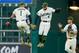 HOUSTON, TX - MAY 28: Carlos Correa #1 and George Springer #4 of the Houston Astros celebrate as Josh Reddick #22 looks on after defeating the Baltimore Orioles at Minute Maid Park on May 28, 2017 in Houston, Texas. (Photo by Bob Levey/Getty Images)