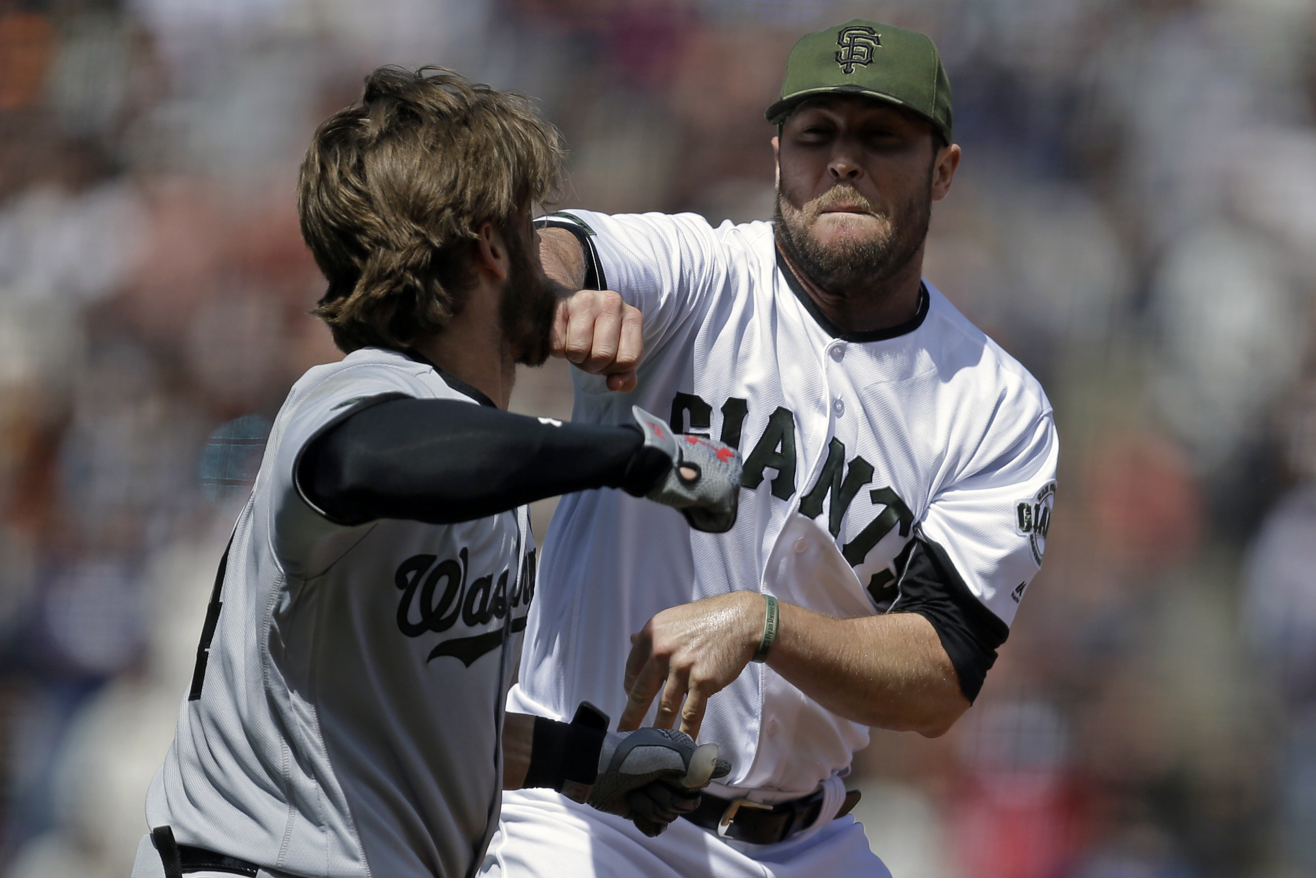 VIDEO: Nationals, Giants brawl after star Bryce Harper is plunked with pitch