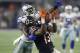 Dallas Cowboys cornerback Morris Claiborne (24) breaks up a pass attempt intended or Chicago Bears wide receiver Kevin White (13) in the second half of an NFL football game, Sunday, Sept. 25, 2016, in Arlington, Texas. (AP Photo/LM Otero)