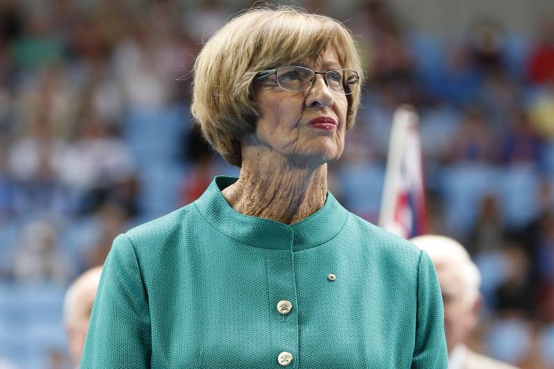 Australian tennis great  Margaret Court during the official launch of the remodeled Margaret Court Arena at the Australian Open tennis championship in Melbourne, Australia, Monday, Jan. 26, 2015. (AP Photo/Vincent Thian)