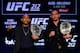 RIO DE JANEIRO, BRAZIL - APRIL 11: UFC Featherweight Champion Jose Aldo of Brazil (L) and challenger Max Holloway of the United States pose for photographers during the UFC 212 press conference at Morro da Urca on April 11, 2017 in Rio de Janeiro, Brazil. (Photo by Buda Mendes/Getty Images)