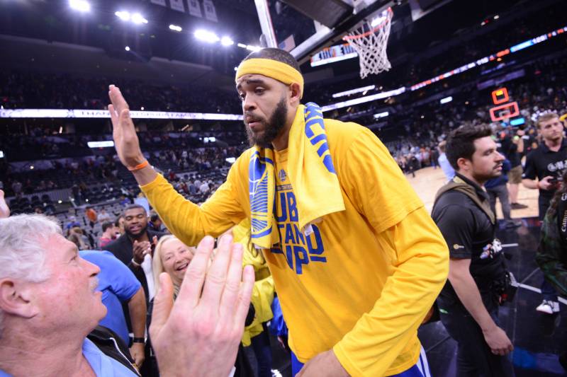 SAN ANTONIO, TX - MAY 22: JaVale McGee #1 of the Golden State Warriors is seen after the game against the San Antonio Spurs during Game Four of the Western Conference Finals of the 2217 NBA Playoffs on May 22, 2217 AT&T Center in San Antonio, Texas. NOTE TO USER: User expressly acknowledges and agrees that, by downloading and or using this photograph, user is consenting to the terms and conditions of the Getty Images License Agreement. Mandatory Copyright Notice: Copyright 2217 NBAE (Photos by Noah Graham /NBAE via Getty Images)