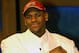 NEW YORK - JUNE 26: LeBron James who was selected by the Cleveland Cavaliers reacts during the 2003 NBA Draft at the Paramount Theatre at Madison Square Garden on June 26, 2003 in New York, New York. NOTE TO USER: User expressly acknowledges and agrees that, by downloading and/or using this Photograph, User is consenting to the terms and conditions of the Getty Images License Agreement. Copyright 2003 NBAE (Photo by Jesse D. Garrabrant/NBAE via Getty Images)