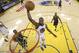 Golden State Warriors forward Kevin Durant (35) dunks against the Cleveland Cavaliers during the first half of Game 1 of basketball's NBA Finals in Oakland, Calif., Thursday, June 1, 2017. (Ezra Shaw/Pool Photo via AP)