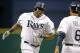 Tampa Bay Rays' Cliff Floyd rounds third base after his solo home run during the second inning of a baseball game against the Chicago Cubs Tuesday, June 17, 2008, in St. Petersburg, Fla. Tampa Bay won 3-2. (AP Photo/Mike Carlson)