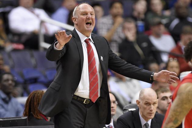 Ohio State head coach Thad Matta gestures during the second half of an NCAA college basketball game in the Big Ten tournament against Rutgers, Wednesday, March 8, 2017, in Washington. Rutgers won 66-57. (AP Photo/Nick Wass)