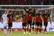 Belgium's midfielder Marouane Fellaini (C) celebrates after scoring during a friendly football match between Belgium and Czech Republic, at the King Baudouin Stadium, on June 5, 2017 in Brussels. / AFP PHOTO / JOHN THYS (Photo credit should read JOHN THYS/AFP/Getty Images)