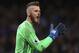 Manchester United's goalkeeper David de Gea reacts during the English Premier League soccer match between Manchester City and Manchester United at the Etihad Stadium in Manchester, England,Thursday, April 27, 2017.(AP Photo/Dave Thompson)
