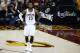 Cleveland Cavaliers forward LeBron James (23) looks to the scoreboard against the Golden State Warriors during the first half of Game 3 of basketball's NBA Finals in Cleveland, Wednesday, June 7, 2017. (AP Photo/Ron Schwane)