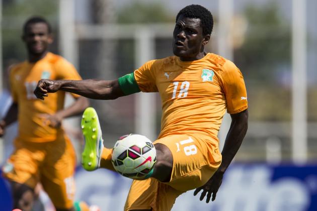 Franck Yannick Kessie of Cote d'Ivoire U21 during the Festival International Espoirs de Football tournament match between England U21 and Ivory Coast U21 on May 30, 2015 at Stade Leo Lagrange in Toulon, France.(Photo by VI Images via Getty Images)