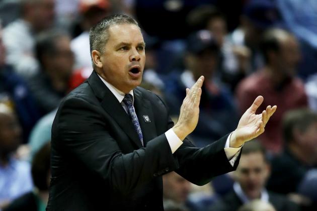 MILWAUKEE, WI - MARCH 18:  Heah coach Chris Holtmann of the Butler Bulldogs reacts in the first half against the Middle Tennessee Blue Raiders during the second round of the 2017 NCAA Tournament at BMO Harris Bradley Center on March 18, 2017 in Milwaukee, Wisconsin.  (Photo by Jonathan Daniel/Getty Images)