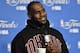 CLEVELAND, OH - JUNE 08: LeBron James #23 of the Cleveland Cavaliers talks to the media during a press conference after practice and media availability as part of the 2017 NBA Finals on June 08, 2017 at Quicken Loans Arena in Cleveland, Ohio. NOTE TO USER: User expressly acknowledges and agrees that, by downloading and or using this photograph, User is consenting to the terms and conditions of the Getty Images License Agreement. Mandatory Copyright Notice: Copyright 2017 NBAE (Photo by David Liam Kyle/NBAE via Getty Images)