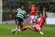 LISBON, PORTUGAL - APRIL 22: Sporting CP's forward Gelson Martins from Portugal (L) tackled by Benfica's defender Victor Nilsson-Lindelof from Sweden (R) during the Sporting CP v SL Benfica - Portuguese Primeira Liga match at Estadio Jose Alvalade on April 22, 2017 in Lisbon, Portugal. (Photo by Carlos Rodrigues/Getty Images)