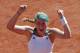Latvia's Jelena Ostapenko celebrates winning the women's final match of the French Open tennis tournament against Romania's Simona Halep in three sets 4-6, 6-4, 6-3, at the Roland Garros stadium, in Paris, France, Saturday, June 10, 2017. (AP Photo/Christophe Ena)