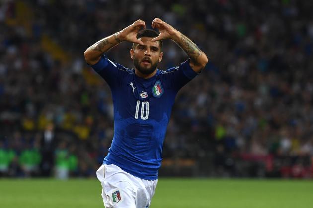 UDINE, ITALY - JUNE 11:  Lorenzo Insigne celebrates after scoring the opening goal during the FIFA 2018 World Cup Qualifier between Italy and Liechtenstein at Stadio Friuli on June 11, 2017 in Udine, Italy.  (Photo by Valerio Pennicino/Getty Images)