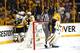 NASHVILLE, TN - JUNE 11: Patric Hornqvist #72 of the Pittsburgh Penguins celebrates with teammates after scoring a goal against Pekka Rinne #35 of the Nashville Predators during the third period in Game Six of the 2017 NHL Stanley Cup Final at the Bridgestone Arena on June 11, 2017 in Nashville, Tennessee. (Photo by Frederick Breedon/Getty Images)