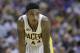 Indiana Pacers' Jeff Teague in action during the second half of an NBA basketball game against the Atlanta Hawks, Wednesday, April 12, 2017, in Indianapolis. Indiana defeated Atlanta 104-86. (AP Photo/Darron Cummings)