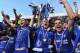 LONDON, ENGLAND - MAY 21: Ngolo Kante, Gary Cahill, John Terry and Cesar Azpilicueta of Chelsea celebrates with the Premier League Trophy after the Premier League match between Chelsea and Sunderland at Stamford Bridge on May 21, 2017 in London, England. (Photo by Michael Regan/Getty Images)