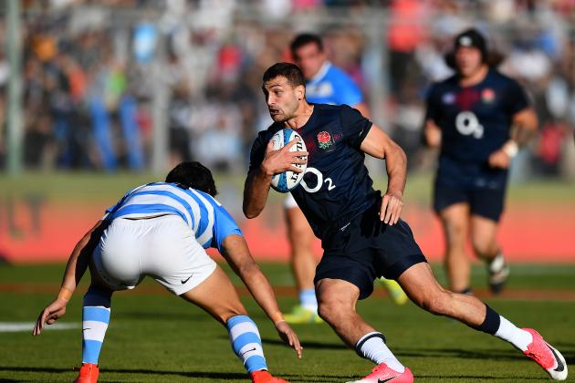SAN JUAN, ARGENTINA - JUNE 10:  Jonny May of England takes on Matias Moroni of Argentina during the ICBC Cup match between Argentina and England at the Estadio San Juan del Bicentenario on June 10, 2017 in San Juan, San Juan. (Photo by Dan Mullan/Getty Images,)