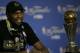 Golden State Warriors forward Kevin Durant speaks at a news conference after Game 5 of basketball's NBA Finals between the Warriors and the Cleveland Cavaliers in Oakland, Calif., Monday, June 12, 2017. The Warriors won 129-120 to win the NBA championship. (AP Photo/Ben Margot)
