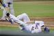 New York Mets' Neil Walker reacts after hurting his leg during the third inning of a baseball game against the Chicago Cubs on Wednesday, June 14, 2017, in New York. (AP Photo/Frank Franklin II)