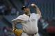 New York Yankees starting pitcher CC Sabathia throws against the Los Angeles Angels during the first inning of a baseball game, Tuesday, June 13, 2017, in Anaheim, Calif. (AP Photo/Jae C. Hong)