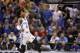 Kentucky's De'Aaron Fox heads to the basket during the second half of a second-round game against Wichita State in the men's NCAA college basketball tournament Sunday, March 19, 2017, in Indianapolis. Kentucky won 65-62. (AP Photo/Jeff Roberson)