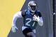 Jacksonville Jaguars running back Leonard Fournette performs a drill during NFL football practice, Friday, May 26, 2017, in Jacksonville, Fla. (AP Photo/John Raoux)