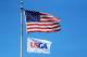 HARTFORD, WI - JUNE 15: A general view of the American and USGA flags during the first round of the 2017 U.S. Open at Erin Hills on June 15, 2017 in Hartford, Wisconsin. (Photo by Andrew Redington/Getty Images)